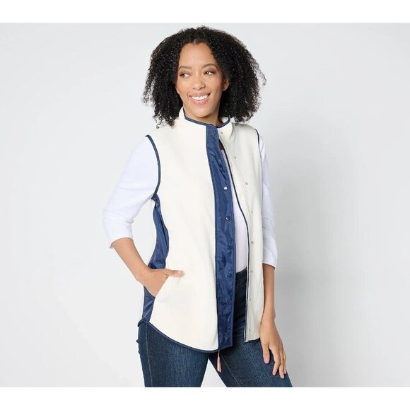 Sport Savvy Fleece and Woven Mixed Vest Natural,Large A657090 - Picture 1 of 1